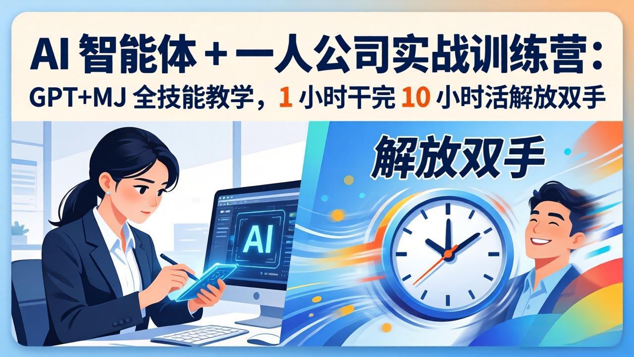 AI 智能体 + 一人公司实战训练营：GPT+MJ 全技能教学，1 小时干完 10 小时活解放双手-易创网