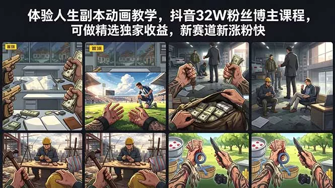 体验人生副本动画教学， 抖音32W粉丝博主课程，可做精选独家收益，新赛道新涨粉快-易创网