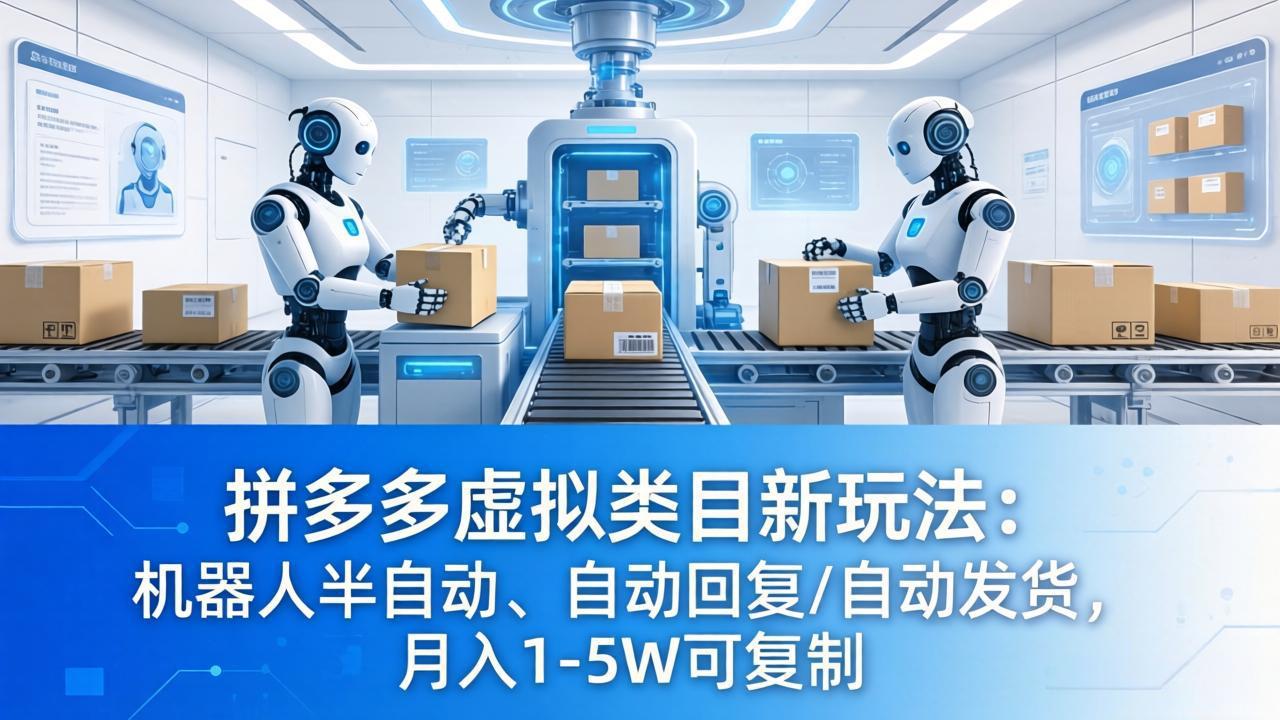 拼多多虚拟类目新玩法：机器人半自动、自动回复 /自动发货，月入 1-5W 可复制-易创网