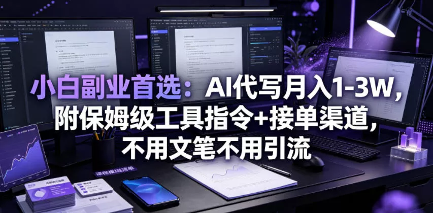 小白副业首选：AI代写月入1-3W，附保姆级工具指令+接单渠道，不用文笔不用引流【揭秘】-易创网