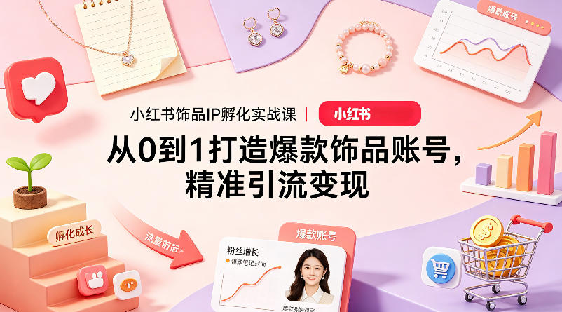 小红书饰品IP孵化实战课｜从0到1打造爆款饰品账号，精准引流变现-易创网