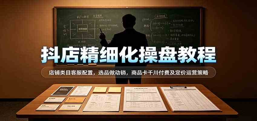 抖店精细化操盘教程：店铺类目客服配置，选品做动销，商品卡千川付费及定价运营策略-易创网