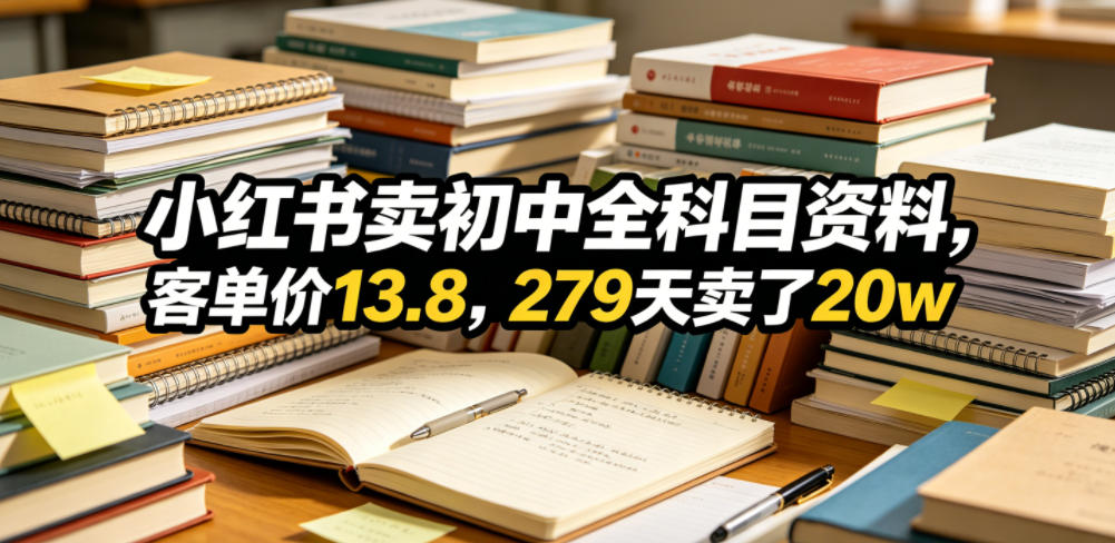 小红书卖初中全科目资料，客单价13.8，279天卖了20w-易创网
