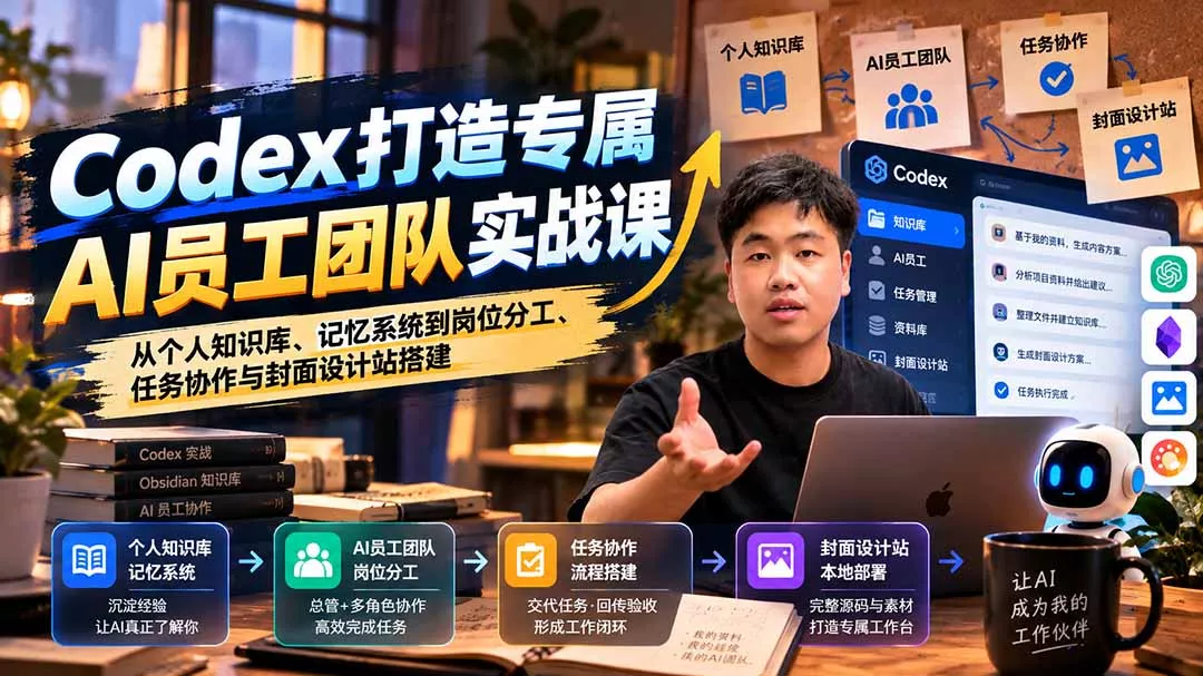 【无水印】Codex打造专属AI员工团队实战课：从个人知识库、记忆系统到岗位分工、任务协作与封面设计站搭建-易创网