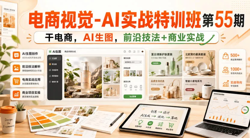 电商视觉-AI实战特训班第55期，干电商，AI生图，前沿技法+商业实战-易创网