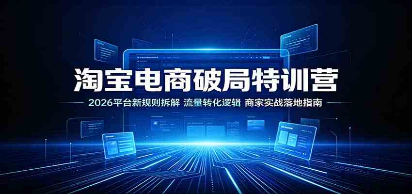 淘宝电商破局特训营：2026平台新规则拆解，流量转化逻辑，商家实战落地指南-易创网