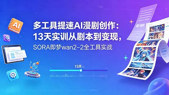 多工具提速AI漫剧创作：13天实训从剧本到变现，SORA即梦wan2-2全工具实战-易创网