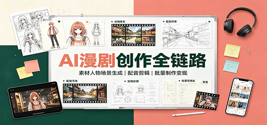 AI漫剧创作全链路：素材人物场景生成，配音剪辑，批量制作变现-易创网