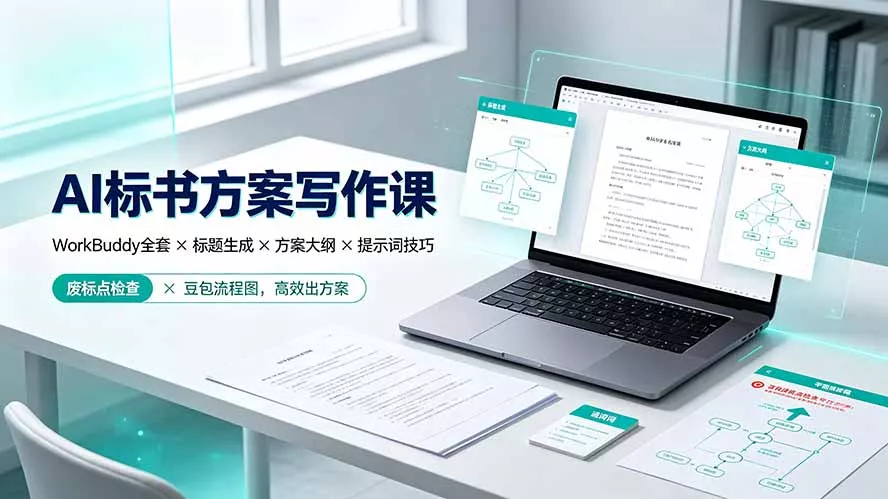 AI标书方案写作课：WorkBuddy全套×标题生成×方案大纲×提示词技巧×废标点检查×豆包流程图，高效出方案-易创网