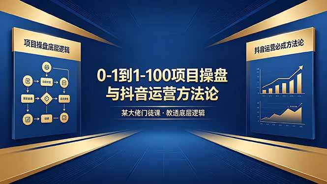 （18382期）0-1到1-100怎么建？某大佬门徒课教透项目操盘底层逻辑+抖音运营必成方法论-易创网